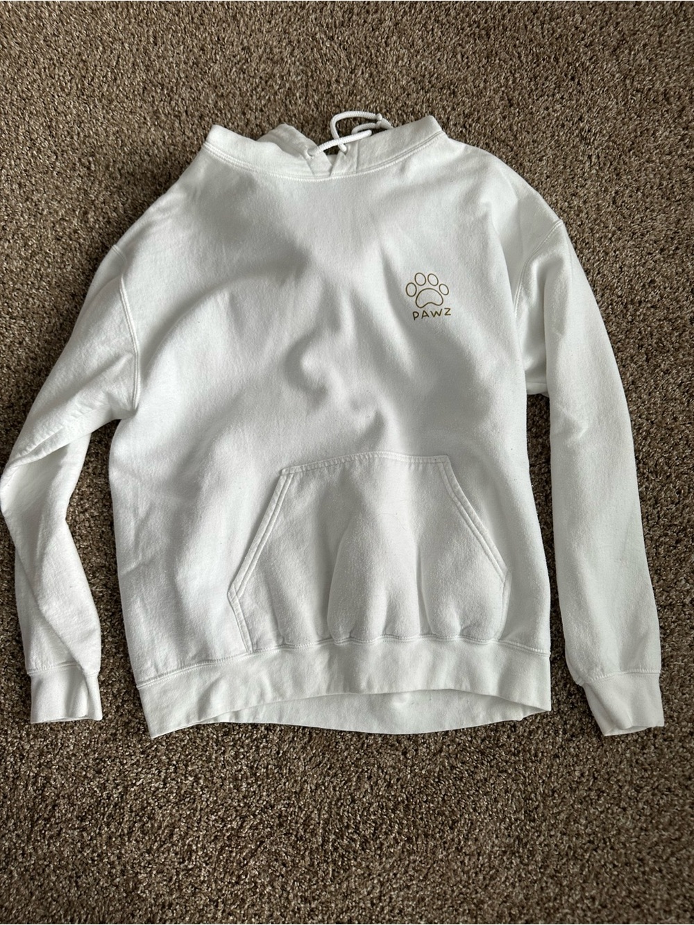 PAWZ White Crewneck Sweatshirt with Subtle Paw Logo